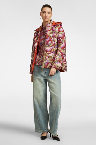 Anorak con capucha - Naranja y verde claro