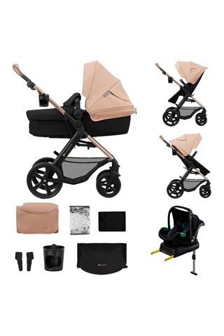 Silla de paseo 4 en 1 + accesorios Moov 2 Eva Wheels  - Desde recién nacido - Hasta 27 kg - Negro y beige
