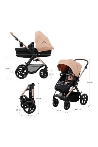 Silla de paseo 4 en 1 + accesorios Moov 2 Eva Wheels  - Desde recién nacido - Hasta 27 kg - Negro y beige