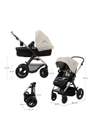Silla de paseo 4 en 1 + accesorios Moov 2 Eva Wheels - Gris