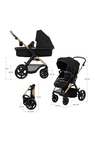 Silla de paseo trío + accesorios Moov 2 - Desde recién nacido - Hasta 27 kg - Negro