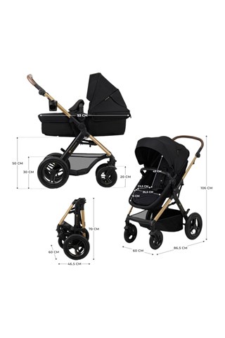 Silla de paseo 4 en 1 + accesorios Moov 2 Eva Wheels - Negro