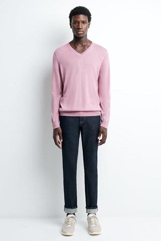 Camisola em lã mérino - Rosa