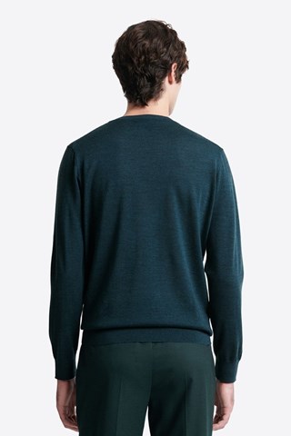 Camisola em lã merino - Azul-escuro