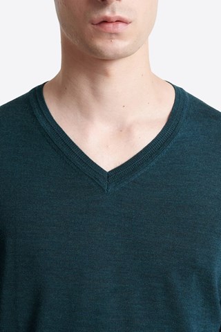 Camisola em lã merino - Azul-escuro