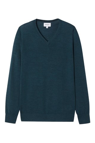 Camisola em lã merino - Azul-escuro