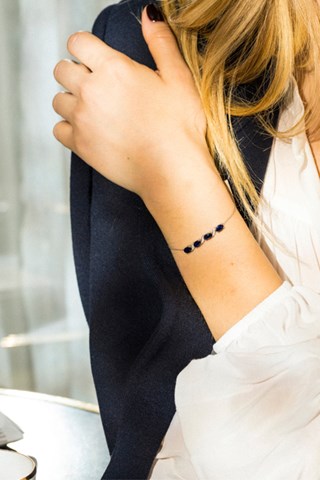 Pulseira Baru Ouro branco, diamantes e safira