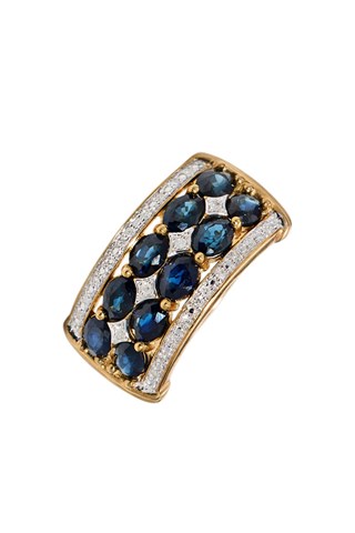 Anel Hanoï - Ouro amarelo, safiras e diamantes