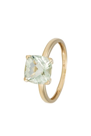 Anel Prasiolite Unique Ouro amarelo e ametista