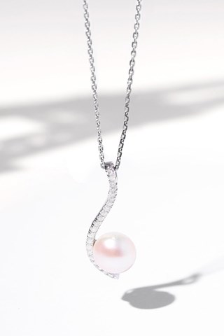 Pendente Vague sublime - Ouro branco, diamantes e pérola de cultura