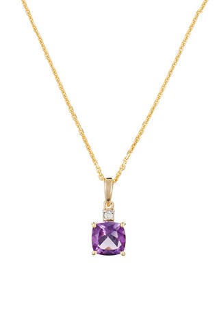 Pendente Tonga Ouro amarelo, diamante e ametista