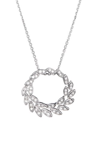 Pendente Comme une Feuille Ouro branco e diamantes