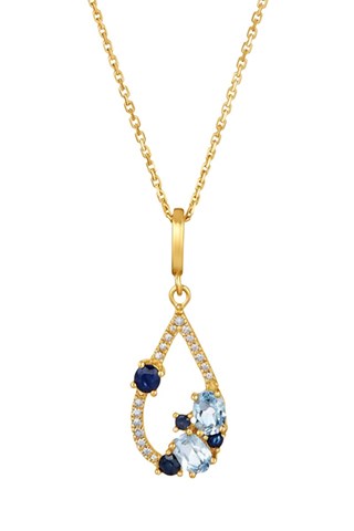 Pendente - Ouro amarelo, diamantes, topázios e safiras