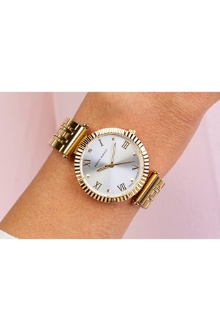 Stalen & Diamanten Quartz Horloge - Goudkleurig en Zilverkleurig - Monica Monaco