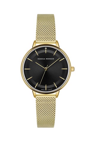 Stalen Quartz Horloge met Diamanten