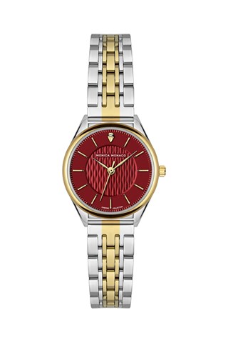 Stalen Quartz Horloge met Diamant - Zilverkleurig en Goudkleurig