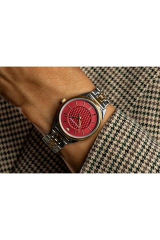 Stalen Quartz Horloge met Diamant - Zilverkleurig en Goudkleurig