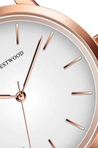 Stalen Quartz Horloge - Roségoudkleurig en Wit - Emily Westwood