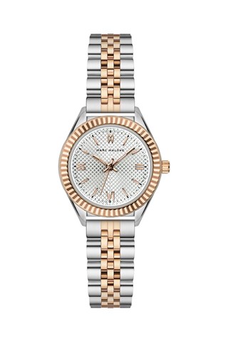 Stalen Quartz Horloge - Zilverkleurig en Roségoudkleurig - Marc Malone