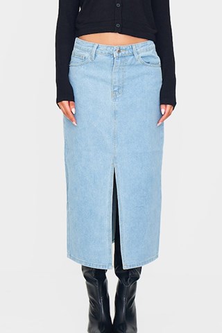 Falda recta vaquera de talle alto - Azul - Pretty Little Thing