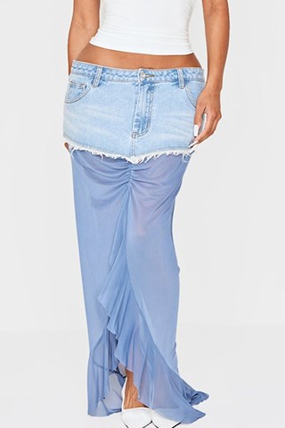 Falda bimateria - Azul cobalto y celeste - Pretty Little Thing