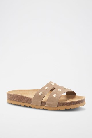 Mules em couro - 
Castanho