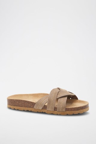 Mules em couro - 
Castanho