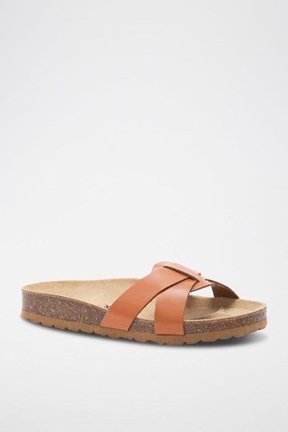 Mules em couro - 
Castanho