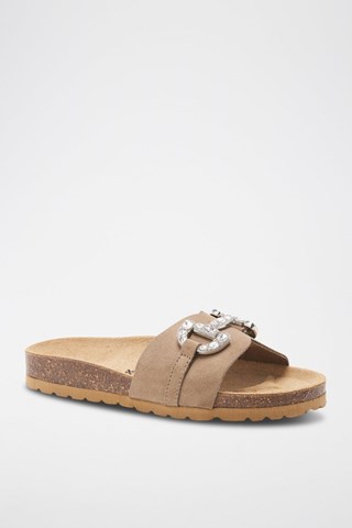 Mules em couro - 
Castanho