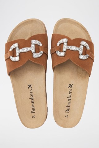 Mules em couro - 
Castanho