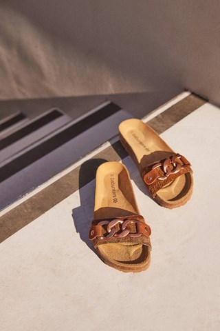 Mules de couro Rosso Castanho