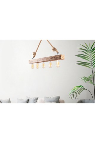 Suspension en bois Erebos - Naturel - 5 x 40 W