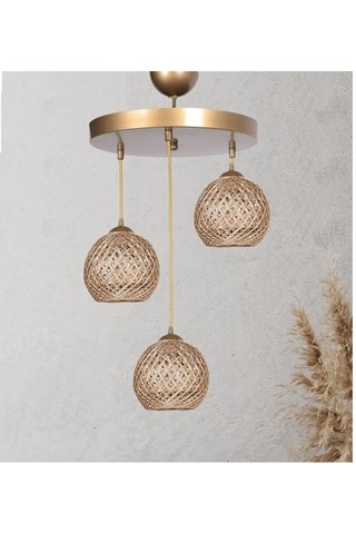 Suspension en jute 20AFT - 007 - Naturel - 3 x 60 W