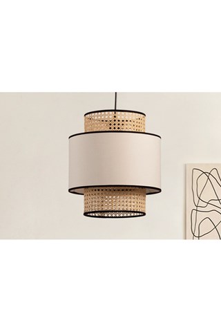 Suspension en rotin -  Noir et beige - 60 W