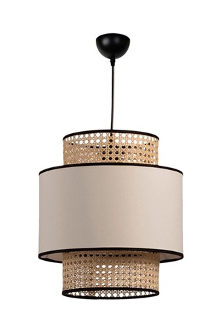 Suspension en rotin -  Noir et beige - 60 W