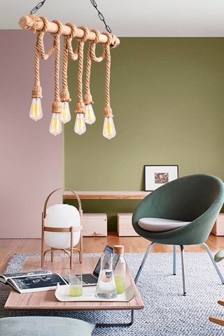 Suspension Erebos - Noir et naturel - 6 x 100 W