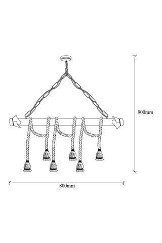Suspension Erebos - Noir et naturel - 6 x 100 W