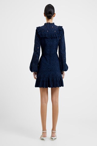 Abito con volant in sangallo Appelona - Navy