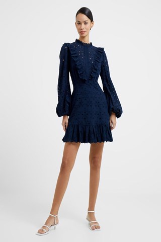 Abito con volant in sangallo Appelona - Navy