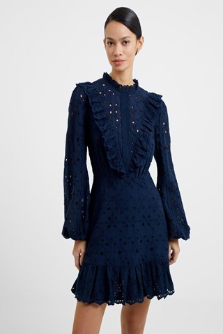 Abito con volant in sangallo Appelona - Navy