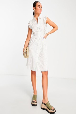 Abito a camicia in sangallo Broderie - Bianco