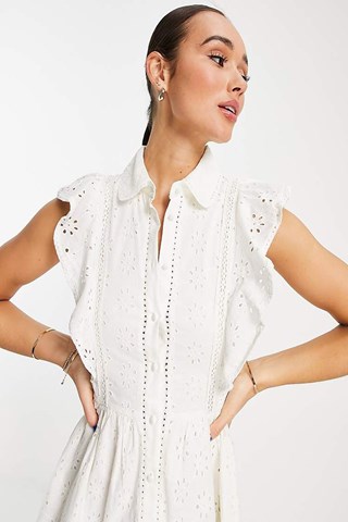 Abito a camicia in sangallo Broderie - Bianco