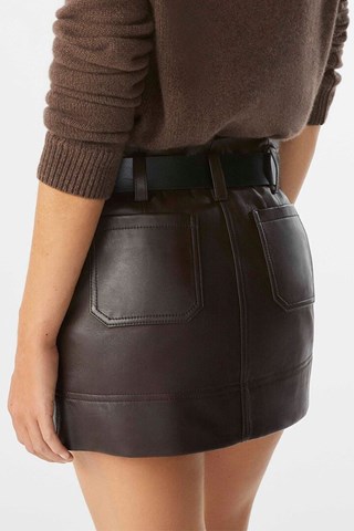 Minijupe en cuir - Marron foncé