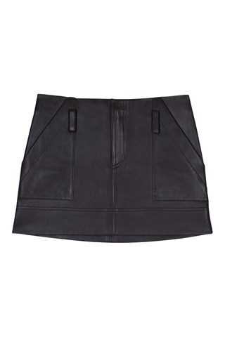 Minijupe en cuir - Marron foncé