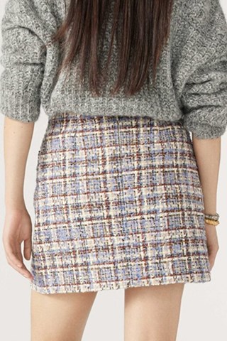 Minijupe jupe droite en laine - Multicolore