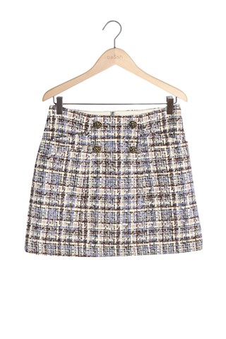 Minijupe jupe droite en laine - Multicolore