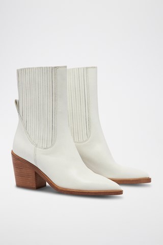Bottines en croûte de cuir - Blanc