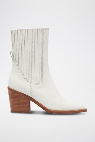 Bottines en croûte de cuir - Blanc