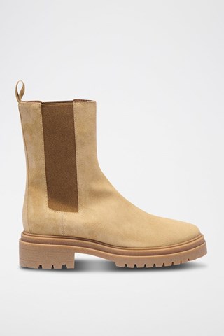 Bottines Chelsea en cuir de veau nubuck - Sable