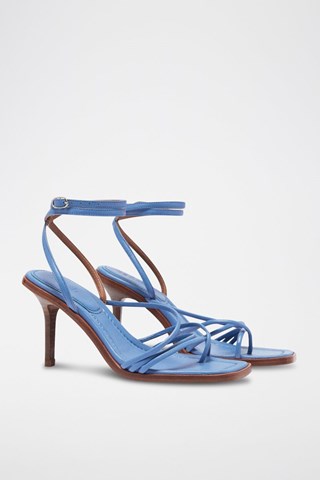 Sandales à talons en cuir d'agneau Cammelie - Bleu